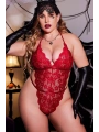 Kırmızı Dantelli Büyük Beden Babydoll Gecelik TM1305