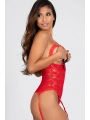 Kırmızı Özel Bölgesi Açık Dantelli Jartiyerli Gecelik TM1269