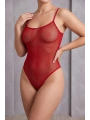 Kırmızı Transparan Tül Fantazi Bodysuit TM1480