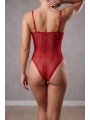 Kırmızı Transparan Tül Fantazi Bodysuit TM1480