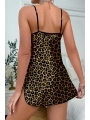 Leopar Desenli Saten Gecelik