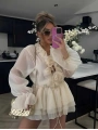 Lia Şifon Gül Detay Elbise Ekru