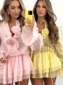 Lia Şifon Gül Detay Elbise Pembe