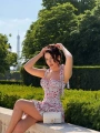 MARİSA CORSET BASKILI ELBİSE BEYAZ