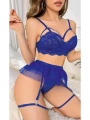 Mavi Bel Tüllü Kadın Seksi Fantezi Jartiyer Takım 2121