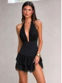Morliva Anouk Ruffle Mini Elbise Siyah