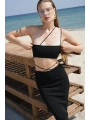 Morliva Askı Detay Straplez Dokulu Crop