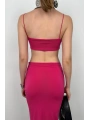 Morliva Askılı Crop Yırtmaçlı Etek Takım