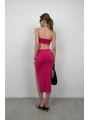 Morliva Askılı Crop Yırtmaçlı Etek Takım