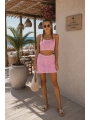 Morliva Askılı Örgü Desen Crop Bluz Mini Etek İkili Takım