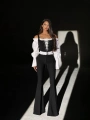 Morliva Bendıta Yelek Bluz Pantolon Set Siyah