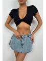Morliva Büzgü Detay Crop Bluz