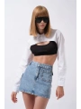 Morliva Cep Detay Denim Mini Etek