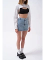Morliva Cep Detay Denim Mini Etek