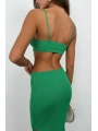 Morliva Crop Büstiyer Yırtmaçlı Etek Takım