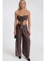 Morliva Desenli Crop Bluz Pantolon İkili Takım