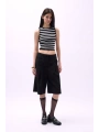Morliva Halter Yaka Çizgili Crop