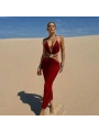 Morliva ithal toka sandy kumaş uzun elbise 2192