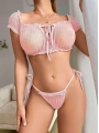 Morliva Kadın Pembe Bustiyer Külot Sexy Kostüm 2155