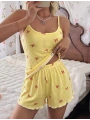 Morliva Kadın Sarı İnce Askılı Şortlu Pijama Takımı 5270