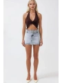 Morliva Kemer Detay Denim Mini Etek