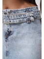 Morliva Kemer Detay Denim Mini Etek