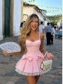 Morliva Kselia Pileli Elbise Pembe