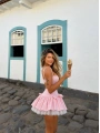 Morliva Kselia Pileli Elbise Pembe