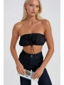 Morliva Lastik Detay Straplez Crop