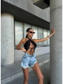 Morliva lazer kesim denim şort 2931