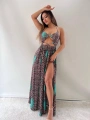Morliva  micro kumaş desenli leopar uzun elbİse