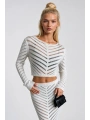 Morliva Örgü Desen Crop Bluz Maxi Etek İkili Triko Takım