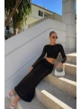 Morliva Örgü Desen Crop Bluz Maxi Etek İkili Triko Takım