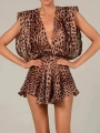 Morliva Plunge Jessica Kumaş Leopar Elbise 5441