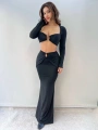 Morliva Siyah Micro Kumaş Toka Detaylı İkili Takım
