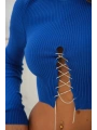 Morliva Taş Detay Triko Yaka Crop Bluz