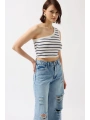 Morliva Tek Omuz Çizgili Crop