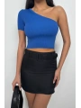 Morliva Tek Omuz Crop Bluz
