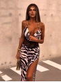 Morliva ZEBRA DESEN DANTEL DETAY UZUN ELBİSE ZEBRA