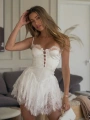 NORA SATEN DANTEL ŞORTLU ELBİSE BEYAZ