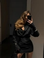 OFFICE ÇİZGİLİ GÖMLEK & ETEK TAKIM SİYAH