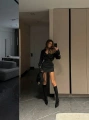 OFFICE ÇİZGİLİ GÖMLEK & ETEK TAKIM SİYAH