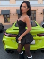 PAMELA ÇİZGİLİ BALON ŞORT ETEKLİ TAKIM SİYAH