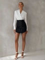 POLINA KUŞGÖZÜ DETAY ETEK BLUZ SET SİYAH