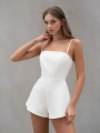 ROSENDA SATEN ŞORTLU TULUM BEYAZ