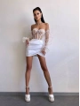 SATEN BÜSTİYER & ETEK SET BEYAZ