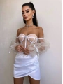 SATEN BÜSTİYER & ETEK SET BEYAZ