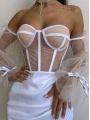 SATEN BÜSTİYER & ETEK SET BEYAZ