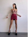 SATEN BÜSTİYER & ETEK SET BORDO