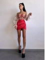 SATEN BÜSTİYER & ETEK SET KIRMIZI